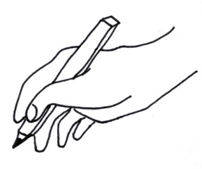 Hand mit Stift - Hand, Stift, schreiben, zeichnen, halten, Symbolkarte