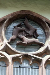 Dreihasenfenster - Fenster, Rosette, Hase, Symbol, Ohren, Paderborn, Dom, Kreuzgang, Sandstein, Mathematik