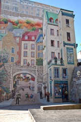 Fassadenmalerei in Quebec 1# - Quebec, Canada, Kanada, Wandmalerei, öffentlich, Hauswand, Häuserwand, Wand, Malerei, Kunst, Streetart