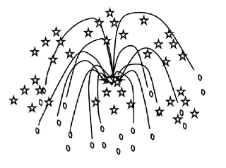 Feuerwerk #1 - Feuerwerk, Silvester, Rakete, Raketen, Licht, leuchten, Anlaut F, Sterne, Blitz, Zeichnung, Illustration, Wörter mit eu