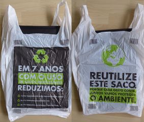 Plastikbeutel - aus Portugal - saco, ambiente, reduzir, proteger, gesto, Umwelt, Umweltschutz, recycling, Wiederverwertung