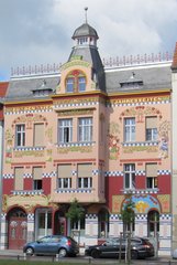 Wittenberge, Hotel Vier Jahreszeiten - Jugendstil, Wohnhaus, Hotel, Blumendekor