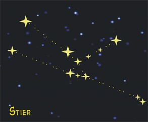 Sternbild Stier (Taurus) – Tierkreiszeichen Stier: - Astronomie, Astrologie, Himmel, Sterne, Sternzeichen, Tierkreiszeichen, Nacht, Sternbilder, Stier.