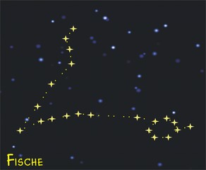 Sternbild Fische (Pisces) - Tierkreiszeichen Fische - Astronomie, Astrologie, Himmel, Sterne, Sternzeichen, Tierkreiszeichen, Nacht, Sternbilder, Fisch, Fische.