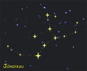Sternbild Jungfrau (Virgo) – Tierkreiszeichen Jungfrau - Astronomie, Astrologie, Himmel, Sterne, Sternzeichen, Tierkreiszeichen, Nacht, Sternbilder.