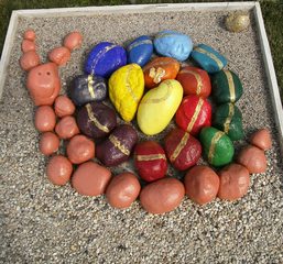 Kunst mit Steinen #2 - Stein, Kunst, Schnecke, bemalte Steine, Grundfarben, Regenbogenfarben