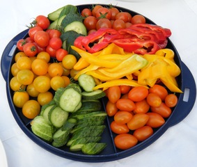 Gemüseteller - Gemüse, Gemüseteller, Tomaten, Paprika, Gurke, Bruchrechnen, Brüche, Mathematik, Sechstel