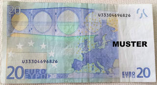 20 Euroschein - Geld, Münzen, Münze, Scheine, Schein, Geldschein, Zahlen, bezahlen, Euro, Summe, Wechselgeld, wechseln, Währung, Daf