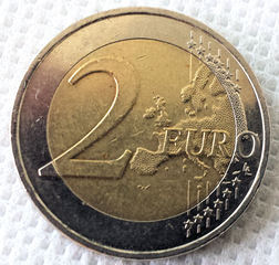 2 Euro - Geld, Münzen, Münze, Scheine, Schein, Geldschein, Zahlen, bezahlen, Euro, Summe, Wechselgeld, wechseln, Währung, Daf