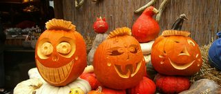 Kürbisgeister - Kürbis, Halloween, Fratze, Gesicht, Herbst, Jahreszeit, Kürbisgeist, Kürbislicht
