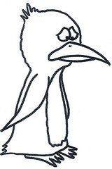 Pinguin 2 - Pinguin, Comic, Bild, Ausmalbild, Legefilm, traurig, Gefühl, Wasservogel, Vogel, Meer, Clipart, Zeichnung
