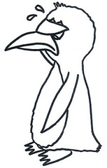 Pinguin 3 - Pinguin, Comic, Bild, Ausmalbild, Legefilm, traurig, Wasservogel, Vogel, Meer, Clipart, Zeichnung, weinen, Wörter mit ei
