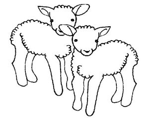 zwei Lämmer - Schaf, Schafe, Lamm, Lämmchen, Osterlamm, Frühjahr, klein, Nutztier, Wolle, Säugetier, Haustier, Vierbeiner, Ostern, Illustration, gestalten, jung, Jungtier, Plural, zwei, Jungtiere, Tiere