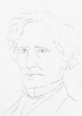 Hector Berlioz - Bleistiftskizze nach einem Gemälde - Hector Berlioz, Komponist, Komponistenporträt, Komponistenportrait
