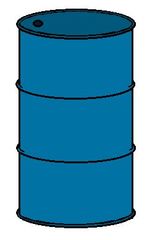 Tonne farbig - walzenförmig, zylindrisch, groß, Zylinder, Fass, Fässer, Behälter, Behältnis, füllen, einfüllen, Körper, Mathematik, Rauminhalt, Volumen, Tonne, Tonnen, Abfalltonne, Sondermüll, Abfallbehälter, blau, Wörter mit Doppelkonsonanten, Anlaut T
