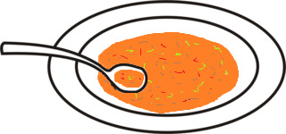 Teller mit Suppe - Suppenteller, Suppe, Teller, essen, Anlaut T, Löffel, Wörter mit Doppelkonsonanten
