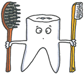 Zahn mit Zahnbürste - Zahn, Zahnpflege, Haarpflege, Zahnbürste, Mund, Mundhygiene, Zahnarzt, Zähne, Zähneputzen, putzen, sauber, Ritual, Zahnpasta, Zahnfee