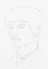 Claude Debussy - Bleistiftskizze nach einem Foto - Claude Debussy, Komponist, Komponistenproträt, Komponistenportrait