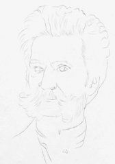 Johann Strauß Sohn - Bleistiftskizze nach einem Foto - Johann Strauß, Komponist, Komponistenporträt, Komponistenportrait