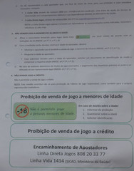Hinweisschild in einer Kneipe - jogo, proibicão, jogo, menors, crédito, venda