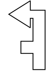 Zweite links - Wegbeschreibung, Bild, Piktogramm, Pfeil, Symbol, grafische Darstellung, Information