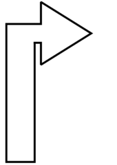 erste rechts - Wegbeschreibung, Bild, Piktogramm, Pfeil