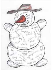 Schneemann/ snowman - vocabularies, snowman, Winter, Schnee, Schneemann, kalt, Illustration, Anlaut Sch