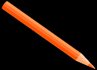 Buntstift 2 - Buntstift, Farbstift, Holzstift, Stift, Schreibgerät, Malutensil, Utensil, Kunst, schreiben, malen, zeichnen, aufschreiben, notieren, Notiz, Illustration, orange