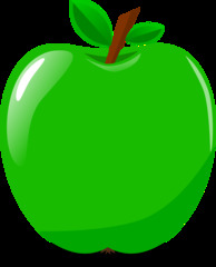 Apfel - Apfel, Obst, Frucht, Kernobstgewächs, Rosengewächs, grün, Anlaut A, Wörter mit pf, Illustration