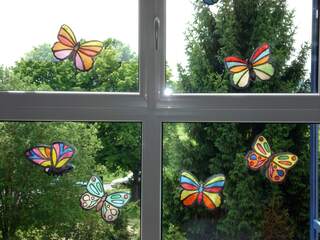 Schmetterlinge - Kunst 1. Klasse - Schmetterlinge, Fensterbild, Kunsterziehung