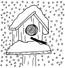 Vogelhaus  - Vogelhaus, Winter, Schneeflocken, schneien, Vogelschutz, Futterstelle, Vögel