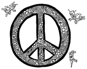 Peace - Mandala - Frieden, Peace, Mandala, Ausmalbild, Möhre, Bienen, floral, Blumen, Muster