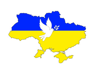 Ukraine mit Friedenstaube #2 - Friede, Frieden, Krieg, Friedenstaube, Konflikt