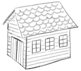 Hütte - Hütte, Haus, Tür, Fenster, Dach, wohnen, Anlaut H, Gebäude, Wörter mit ü, Wörter mit Doppelkonsonanten
