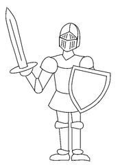 Ritter - Ritter, Ausrüstung, Waffen, bewaffnet, Helm, Schild, Schwert, Rüstung, Anlaut R, Wörter mit Doppelkonsonanten