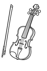 Violine, Geige mit Bogen, sw - Instrument, Geige, Violine, Bogen