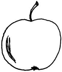 Apfel Menge 1 - Apfel, Mengenbild, eins, Anlaut A