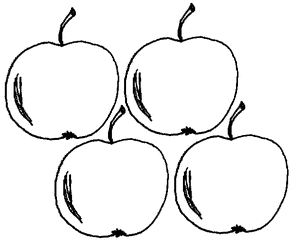 Apfel Menge 4 - Apfel, Äpfel, Mengenbild, vier, Anlaut A