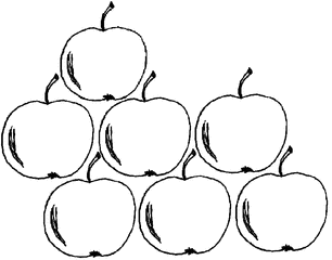 Apfel Menge 7 - Apfel, Äpfel, Mengenbild, sieben, Anlaut A