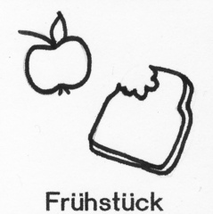 Piktogramm Frühstück - Piktogramm_Stundenplan, Pause, Frühstück, Brot, Apfel, essen, Brotzeit