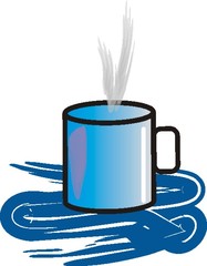 Tasse - Tasse, heiß, blau, Getränk, Trinkgefäß, Heißgetränk, Trinkbecher, Becher, Kaffeebecher, Henkel, Flüssigkeitsmaß, Zylinder, Volumen, Wörter mit Doppelkonsonanten