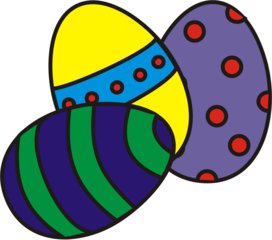 bunte Ostereier - Ei, Eier, Osterei, Mehrzahl, Streifen, Muster, Ostern, drei, Menge, bunt, farbig, Anlaut Ei, Anlaut O