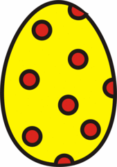 buntes Osterei 2 - Ei, Eier, Osterei, Punkte, Muster, gelb, rot, Ostern, Anlaut Ei, Anlaut O