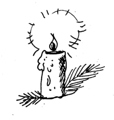 Adventskerze - Advent, Kerze, Weihnachten, Tannenzweig, Flamme, Feuer, Wachs, brennen, Licht, heiß, hell, leuchten, Lichtquelle, warm, tropfen, fließen, hell, Anlaut K, Illustration, Wörter mit v, Wörter mit z