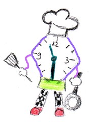 Herr Ticktack - Uhren und Tätigkeit #9 - Koch, kochen, Arbeit, Beruf, Freizeit, Uhr, Mittag essen, Uhrzeit