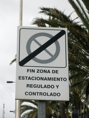 Verkehrszeichen in Spanien #2 - Verkehrszeichen, Halteverbot, Zone, Ende, Spanien, spanisch, Kontrolle, halten, Schild, Verkehrsschild