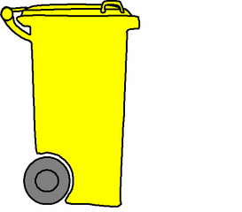 Mülltonne gelb - Müll, Mülltonne, Mülltrennung, Anlaut M, Umwelt, Mistkübel, Tonne, Abfalltonne, Abfall, Mist