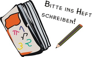 Piktogramm: Bitte ins Heft! - Heft, schreiben, Anweisung, Stift
