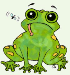 Frosch - Frosch, Amphibie, Tier, grün, Anlaut F, Hunger, Beute, Humor, Illustration, Wörter mit sch