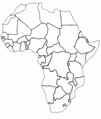 Afrika politisch - Afrika, Umriss, Grenzen, Karte, Länder, Outline, Topographie, blanko, map